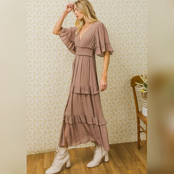 🤎NWOT A. Calin by Flying Tomato Mocha Maxi Dress - Picture 3 of 10